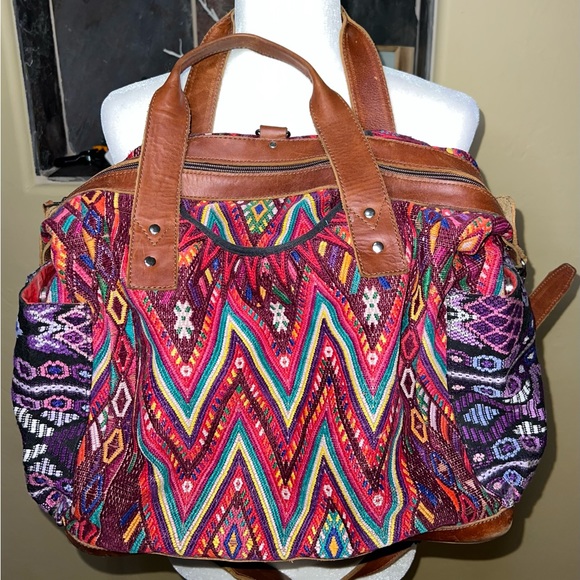 Nena & Co OOAK Convertible Day Bag Crossbody Huipil Leather OG CDB - Picture 4 of 16